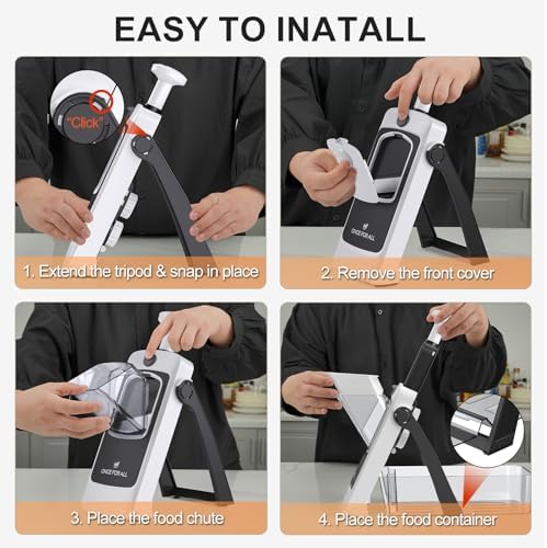 ONCE FOR ALL Safe Mandoline Slicer Pro, Veggie Slicer with Container, Gray - Image 3