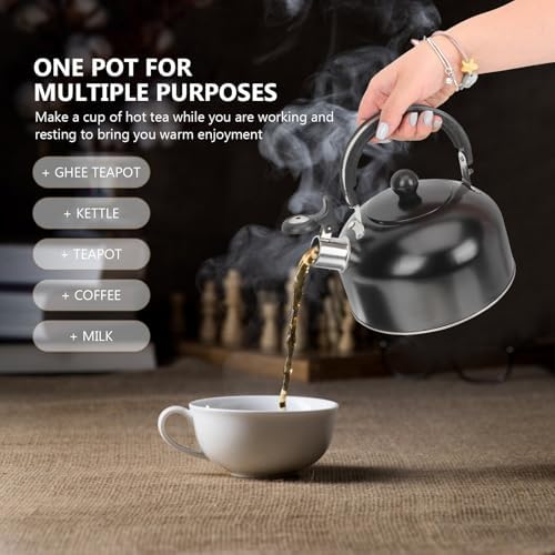 3l Stainless Steel Whistling Tea Kettle with Black Handle - Image 3