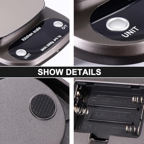 Digital Kitchen Scale Stainless Steel 3kg/0.1g Precision Food Scale Rechargeable with LCD Display for Baking and Cooking Use - Image 3