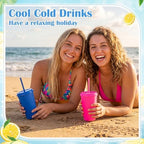 Honeydak 30 Pack Plastic Tumblers with Lids and Straws Bulk, Modern Color - Image 4