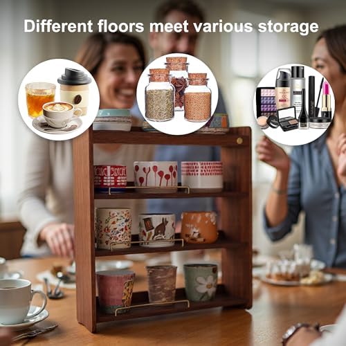 Coffee Mug Holder Wooden Cup Rack Mug Display Shelf Coffee Cup Holder for Countertop 4 Tier Wood Coffee Mugs Holder for Kitchen Coffee Cup Storage - Image 5