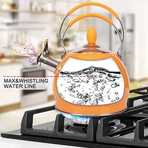 Whistling Tea Kettle Stainless Steel Teapot, Teakettle for Stovetop Induction Stove Top, Fast Boiling Heat Water Tea Pot 2.6 Quart - Image 3