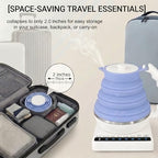 Collapsible Travel Tea Kettle with Temperature Control, Portable Electric Tea Kettle, Collapsible Water Kettle with Detachable Base, BPA-Free Silicone, Keep Warm & Auto Shut-Off, 555ml 110V Blue - Image 2