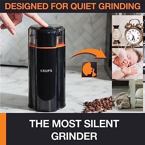 KRUPS Silent Vortex Electric Coffee Grinder: 3 oz Capacity, 5x Quieter, 175W Motor for Coffee Beans, Spices & Herbs - Removable Dishwasher-Safe Bowl, 12-Cup Yield, Black - Image 4