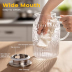 Bandesun Vintage Glass Pitcher with Lid, 128oz/ 1 Gallon Water Pitcher with Handle for Fridge Heat Resistant Borosilicate Water Jug, Carafe for Hot/Cold Coffee, Tea,Beverage 1Pack - Image 4