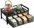 Tea Bag Organizer, Tea Bag Holder with Drawer, Wood and Metal Tea Organizers and Storage Chest for Countertop Kitchen, Office, Black by Segtenant