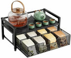 Tea Bag Organizer, Tea Bag Holder with Drawer, Wood and Metal Tea Organizers and Storage Chest for Countertop Kitchen, Office, Black by Segtenant
