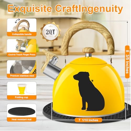 ARC 2-Quart Whistling Yellow Tea Kettle with Magic Color Changing Design - Image 2