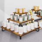 ELITEROO 3 Tier Wooden Retail Display Shelves, Portable Display Rack for Retail Counter Top Craft Shows, 3 Step Corner Tiered Table Display Tower Stand for Cupcake Jewelry Card Sticker Display - Image 5