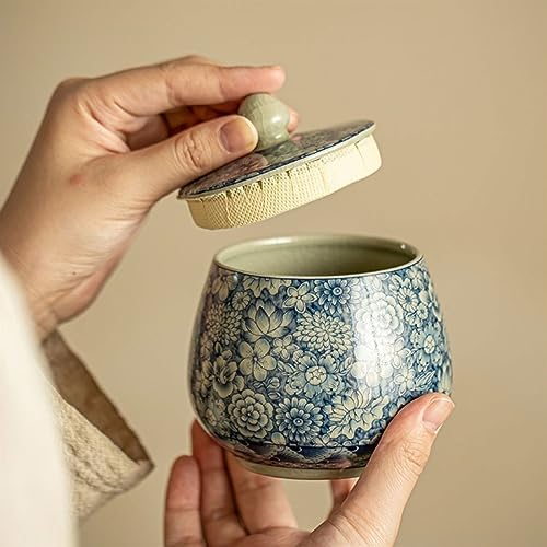 Tea Tins Canister Small Sealed Jar Retro Zen Loose Leaf Tea Storage Jar Chinese Vintage Ru Kiln Storage Jar Tea Storage Containers - Image 5