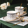 CwlwGO- European Bone China Tea Cup Sets Of 2,Elegance Blue and White Ceramic Cup and Saucers, For Women Tea Parties or Gifts Giving. by HappleCwlwgoHome