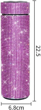 17 oz Bling Stainless Steel Water Bottle Rhinestone Vacuum Water Bottle Glitter Bottles Diamond Vacuum Flask Mug Gift Girls Women (500ml),Rose Red - Image 2
