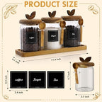 Suclain 3 Sets Glass Coffee Sugar Tea Canister Airtight with Lid 20 oz - Image 2