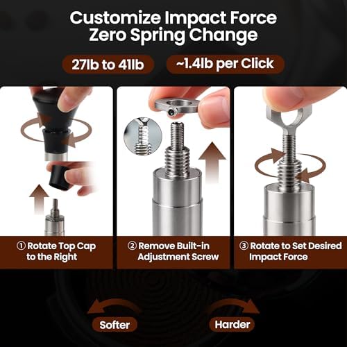 ShanSon 58mm Espresso Tamper,Internally Adjustable Force,Triple-Spring Self-Leveling & Audible Click, Premium Spring-Loaded Coffee Tamper, Threaded 304 Steel Base, Essential Espresso Accessories - Image 3