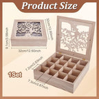 UNICRAFTALE Wood Tea Box Organizer Tan Tea Bags Holder 16 Compartment Hollow Tree of Life Tea Organizer Tea Bag Holder Organizer for Countertop Kitchen Cabinet Pantry 12.6x12.6x3.6 inch - Image 3