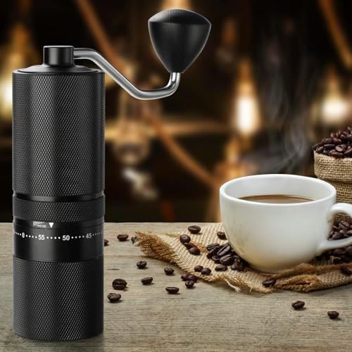 Manual Coffee Grinder with Stainless Steel Burr, Hand Coffee Grinder External Adjustable Grind Setting for Espresso, French Press (Black) - Image 6