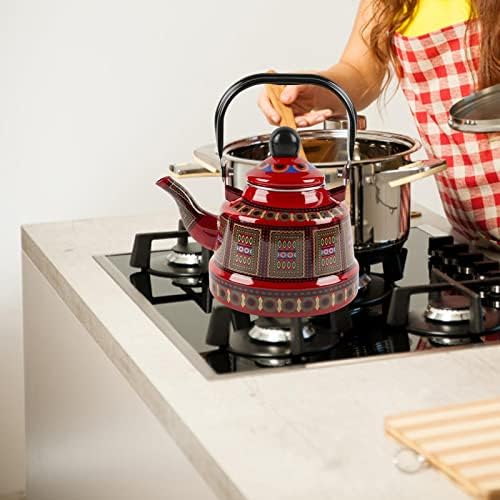 Stovetop Kettle Anti Rust Enamel Tea Pot Stainless Steel Whistling Bell Pot with Easy Cleaning Handle Suitable for Home Use Open Fire Pouring Water - Image 5