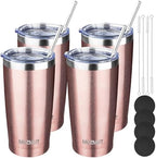MEZMUT 20oz Insulated Tumbler Travel Coffee Mug with Lid(Rose Gold,4 Pack) by MEZMUT