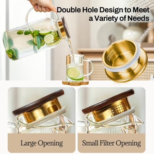 Buaic 2 PACK Glass Pitcher with Lid, 68oz/ 2 Liter Glass Water Pitcher - Image 3