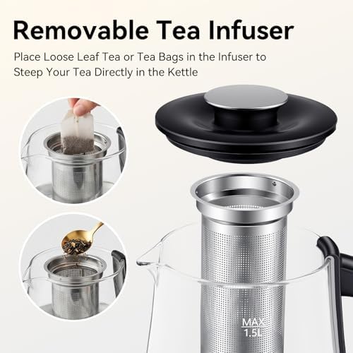Electric Kettle With Tea Infuser, BPA Free, 1200w Fast Heat - Image 5