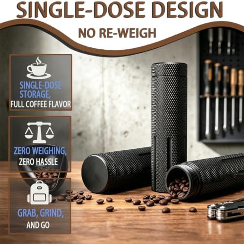 Single Dose Coffee Bean Storage, Portable 2-Pack Airtight Canister (Black) - Image 5
