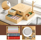 Coffee Pod Drawer, Wooden K Cup Holder with Tree Shape Mug Holder and Side Storage Box, 2-Tier K Pod Drawer Coffee Maker Machine Stand(80 Kcups+60 Tea Bags Capacity) - Image 3