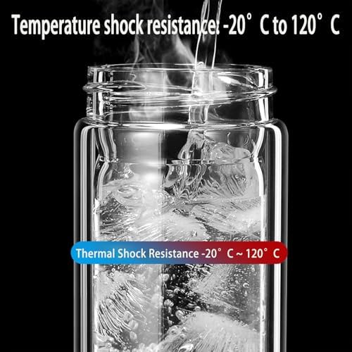 3-in-1 Smart Tea Infuser Bottle, Double Wall Glass Tea Cup with Removable Strainer, Leak-Proof Portable Loose Leaf Tea Maker, Separation Design for Office, Travel & Home (Golden, 350ML) - Image 5