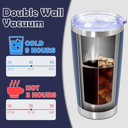 20oz Tumbler Stainless Steel Tumbler Coffee Tumbler with Lid Navy, 8P - Image 5