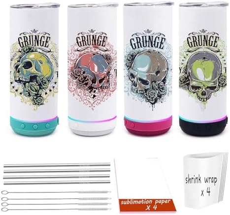 20 oz Music Speaker Sublimation Blank Tumbler 4 pack by ZREGGUR