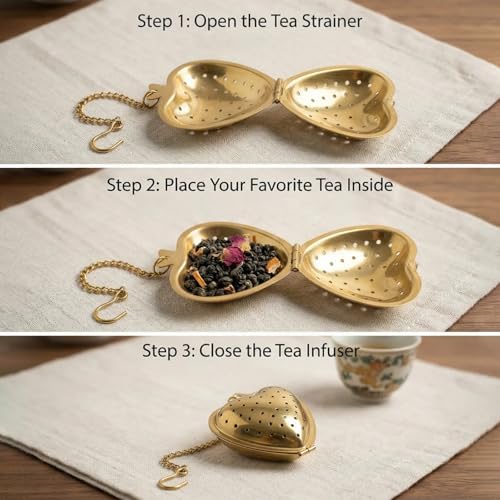30 Sets Bridal Shower Tea Party Favor Include Organza Bag Thank You Card Heart Shape Infuser Ball Leaf Tea Spoon for Guest Wedding Souvenir Gift(Gold) - Image 5