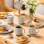 vancasso Coffee Mugs Set of 6, 12 Oz Ceramic Coffee Cups with Handle, Ceramic Unique Glaze Coffee Cup for Cappuccino, Latte, Tea, Cocoa, Dishwasher & Microwave Safe Gift Sets, Gray, Series PLAYA - Image 5