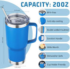 20 oz Tumbler with Handle Stainless Steel Insulated Coffee Mug Tumbler with Lid and Straw Double Wall Vacuum Insulated Coffee Mug Leak Proof Travel Mug Tumbler for Hot and Cold Drink (Mix Color-5) - Image 2