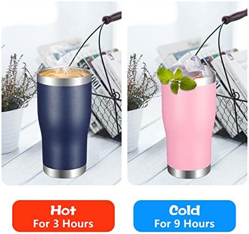 VEGOND 20oz Tumbler Stainless Steel Tumbler Cup with Lid And Straw Vacuum Insulated Double Wall Travel Coffee Mug(Navy Blue 12 Pack) - Image 4