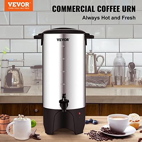 VEVOR Commercial Coffee Urn, 50 Cups/7.5L Stainless Steel Large Coffee Dispenser, 1000W 110V Electric Coffee Maker Urn For Quick Brewing, Hot Water Urn with Detachable Power Cord for Easy Cleaning - Image 2