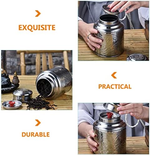 Tea Jars Storage Tea Jars Storage, Stainless Steel Tea Canister Silver Kitchen Food Storage Jars 100g Tea Tin Coffee Dispenser with Sealed Lids Airtight Loose Leaf Tea Container (Silver 14X10.5X6.5CM) - Image 2