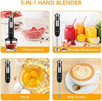 Immersion Blender 5 in 1 Hand Blender, 800W Hand Mixer Stick 12 Speed & Turbo Mode Hand Mixer with 600ml Mixing Beaker, 500ml Chopper, Milk Frother Attachments for Soup, Smoothies, Sauce, BPA Free - Image 4