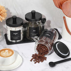 Suclain 3 Pcs Glass Coffee Container Set, 20 oz, Black Bamboo - Image 4