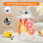 1 Gallon 128oz Glass Pitcher,Water Pitcher with Full Seal Lid and Spout, Glass Carafe for Hot/Cold Drink, Water Jug for Iced Tea, Coffee, Juice, Milk, Beverage - Image 5