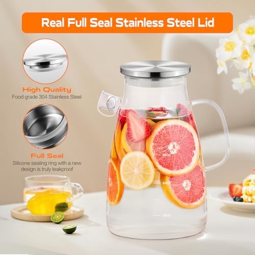 1 Gallon 128oz Glass Pitcher,Water Pitcher with Full Seal Lid and Spout, Glass Carafe for Hot/Cold Drink, Water Jug for Iced Tea, Coffee, Juice, Milk, Beverage - Image 5