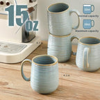 HASENSE Coffee Cups Ceramic, 15 Oz Reactive Glaze Coffee Mugs Set of 4 - Image 3