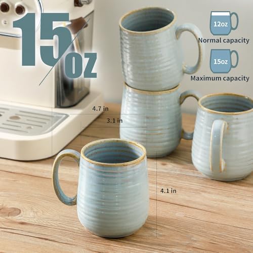 HASENSE Coffee Cups Ceramic, 15 Oz Reactive Glaze Coffee Mugs Set of 4 - Image 3