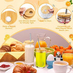 Sieral 70mm Bamboo Jar Lids with Straw Hole for Glass Cups Reusable Wooden Mason Jar Lids for Beer Can Cups, 2.76 Inch Canning cover with Silicone Ring for Regular Mouth Drinking Jars(80 Pcs) - Image 2