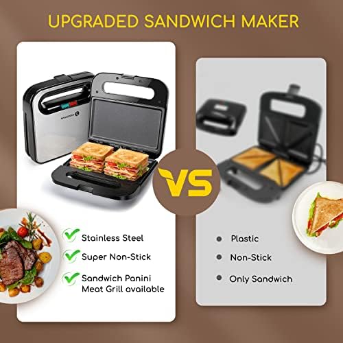 Aigostar Sandwich Maker, Non-Stick Panini Press Sandwich Maker - Image 3