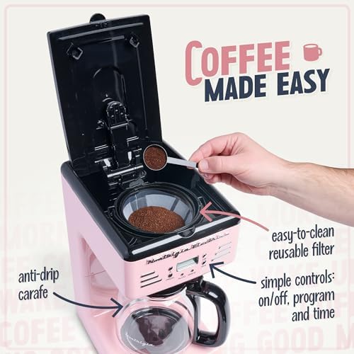 Nostalgia Retro 12-Cup Programmable Coffee Maker With LED Display, Automatic Shut-Off & Keep Warm, Pause-And-Serve Function, Pink - Image 4