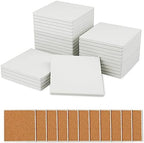 30 Pieces 4 Inch Blank Ceramic Coasters, Unglazed Ceramic Tiles Coasters, Ceramic Tiles with Cork Backing Pads for Painting, DIY Crafts, Mosaics, Square, White.by GNIEMCKIN. by GNIEMCKIN