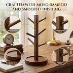 Water Based Lacquer Bamboo Mug Tree, Countertop Cup Organizer, 4 Branch Drip Proof Stand for Mugs, Wine Glasses & Coffee Cups, 11in - Image 5