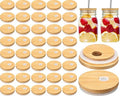 Sieral 70mm Bamboo Jar Lids with Straw Hole for Glass Cups Reusable Wooden Mason Jar Lids for Beer Can Cups, 2.76 Inch Canning cover with Silicone Ring for Regular Mouth Drinking Jars(40 Pcs) by Sieral