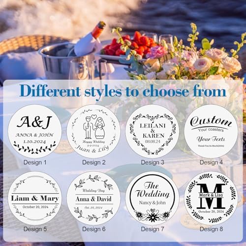 100 Pcs Personalized Cork Coasters for Wedding Favors and Business - Image 2