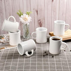 BYCNZB 11oz Ceramic Coffee Mug set Stoneware Coffee Cups Set for Restaurant, Diner, Farmhouse, Coffee Shop, Home set of 6 (white) - Image 5