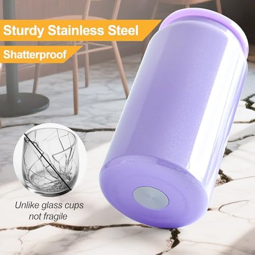 Stainless Steel Cups with Lids and Straws, 16 oz, 6 Pcs, Iridescent - Image 2
